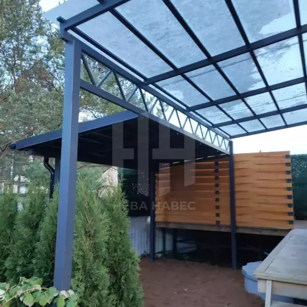Навес с односкатной кровлей и одним ригелем